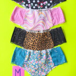 Victoria's Secret PINK Size M Seamless Side Lace Cheekster Panty Bundle -4 pairs